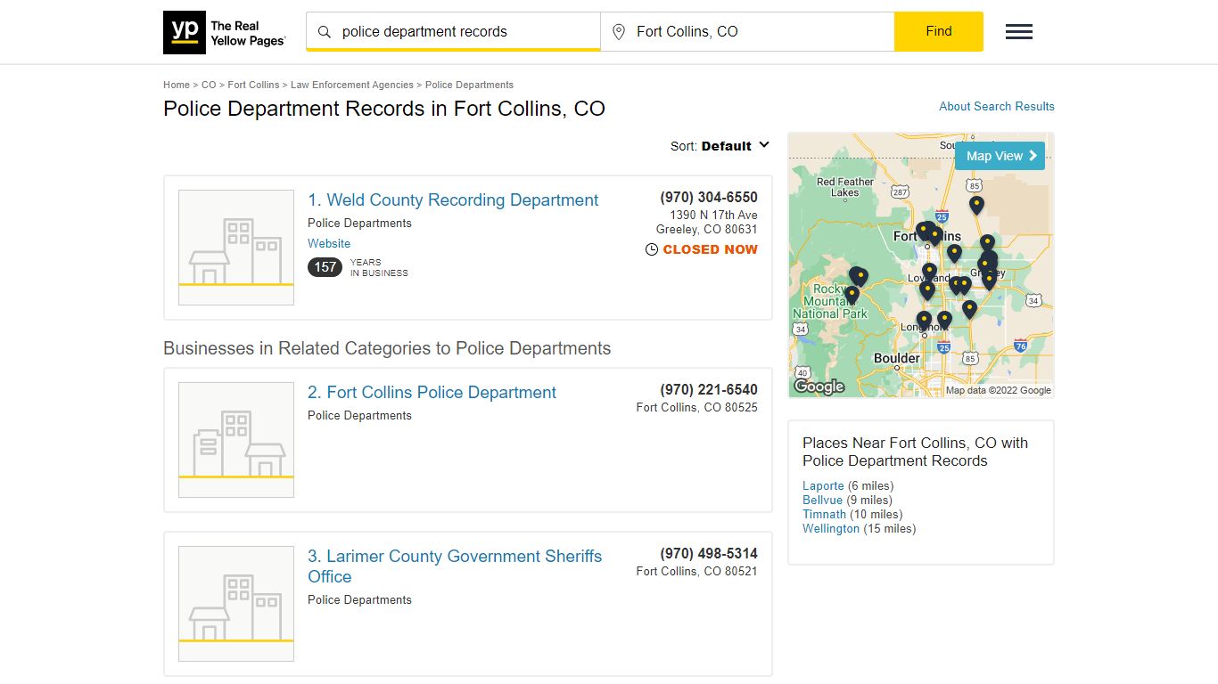 Police Department Records in Fort Collins, CO - yellowpages.com